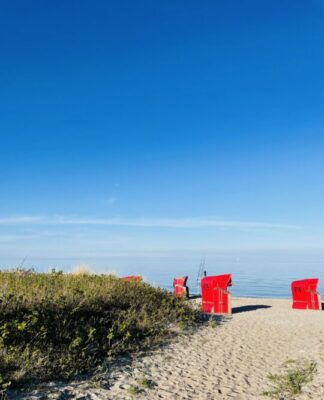 Foto des Tages: Schönhagen. Novasol. Strandkörbe am Schönhagener Strand in Brodersby
