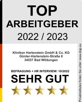 Kliniken Hartenstein haben eine Arbeitgeberauszeichnung als Top Arbeitgeber erhalten