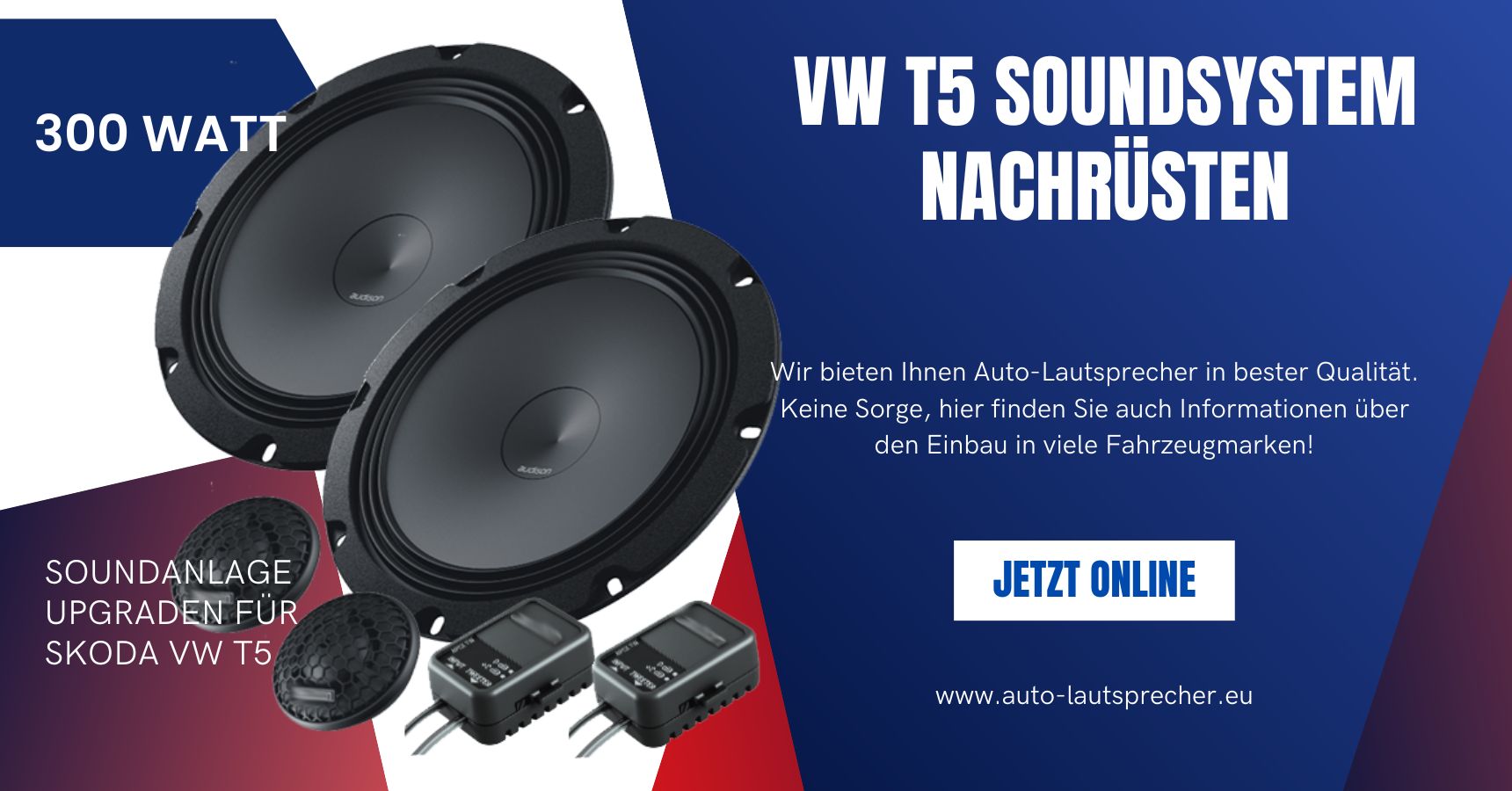 VW T5 Soundsystem nachrüsten mit 300 Watt Top-Klangsystem VW T5 Soundsystem nachrüsten mit 300 Watt Top-Klangsystem