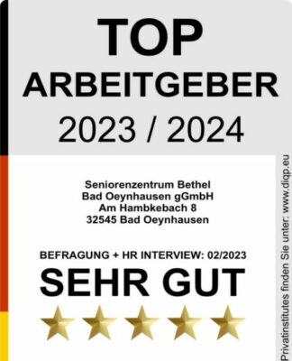 Seniorenzentrum Bethel Bad Oeynhausen gGmbH erhält Top-Arbeitgeber Siegel