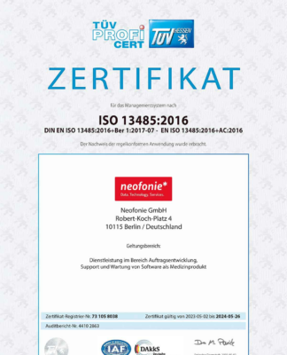 Digitalagentur Neofonie ist ISO 13485 zertifiziert