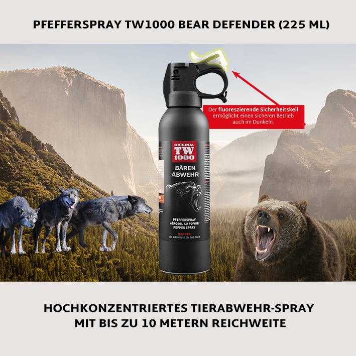 Bärenabwehr Abwehrspray Pfefferspray Bear Defender Tierabwehrspray (€  333,11/L)