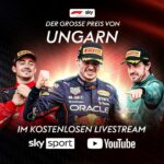 Sky Sport präsentiert die Formel 1 für alle: das Rennen in Ungarn an diesem Sonntag live auch auf YouTube
