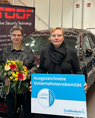 STOOF INTERNATIONAL ERHÄLT VON CREDITREFORM PREIS FÜR „AUSGEZEICHNETE UNTERNEHMERBONITÄT“