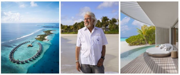 v.l.n.r. The Ritz-Carlton Maldives, Fari Islands Aerial, Jean-Michel Cousteau, Beach Pool Villa ©The Ritz-Carlton Maldives_Fari Islands