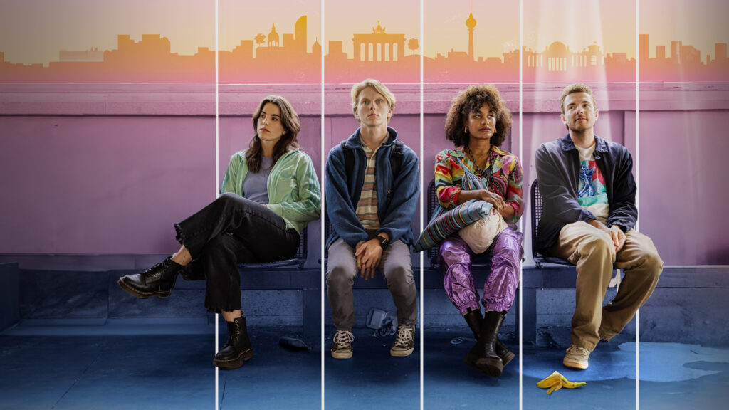 Von links: Hanna (Mona Vojacek Koper), Rob (Jonas Strand Gravli), Aisha (Abigail Abraham), David (Rein Mulder).
Bildbeschreibung:
"This Is Gonna Be Great": Key Art
Rechtehinweis:
© Honorarfrei - nur für diese Sendung inkl. SocialMedia bei Nennung ZDF und Wessel de Groot, Design Supersky Studio / [M] FeedMee.